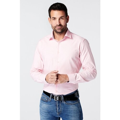 SKOT mannen vegan Overhemd Slim Fit Geruit Roze Tweedehands