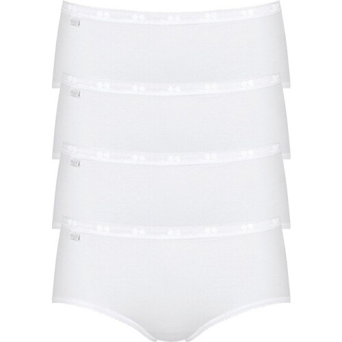sloggi Basic+ - Dames Midi slip - Extra zachte naden - Wit (4-pack)