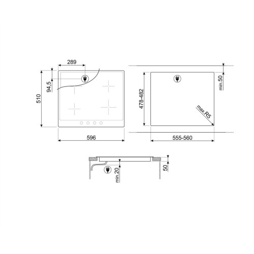 Smeg Cortina SI764POM - Ingebouwd Inductiekookplaat - 4 zones - Crème 60 cm Tweedehands