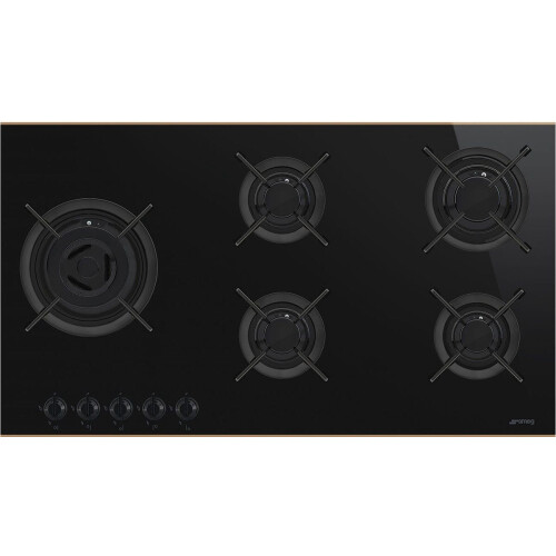 Smeg Dolce Stil Novo PV695LCNRDE - Gaskookplaat - 5 zone(s) - Zwart 90 cm Tweedehands