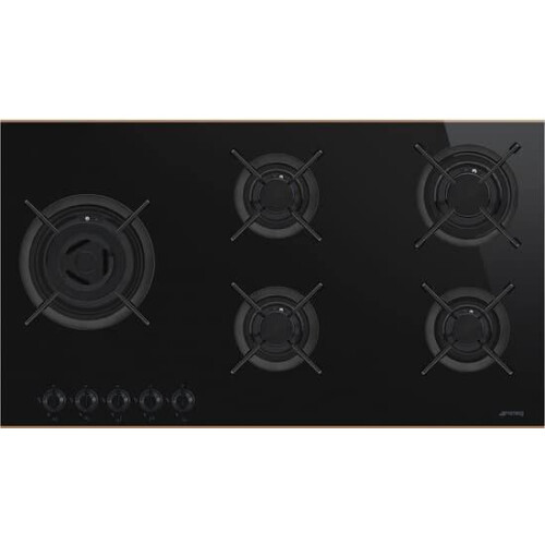 Smeg Dolce Stil Novo PV695LCNRDE - Gaskookplaat - 90 cm - 5 zone(s) - Zwart Tweedehands
