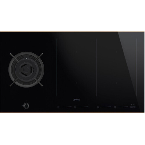 Smeg PM6912WLDR - Kookplaat - 1 gasbrander 4 inductie kookzones - Zwart Tweedehands