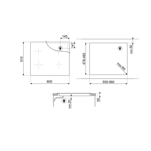 Smeg SIB2641D - Ingebouwde Inductiekookplaat - 4 zones - Zwart 60 cm