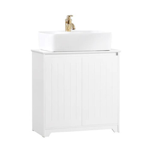 SoBuy BZR108-W - Wastafelkast - Uitsparing voor sifon - Wit - 60x60x30 cm