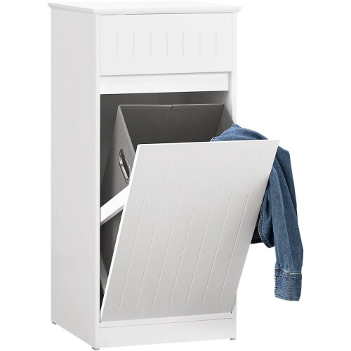 SoBuy BZR110-W - Badkamerkast - Opbergkast met Lade en Wasmand - Wit