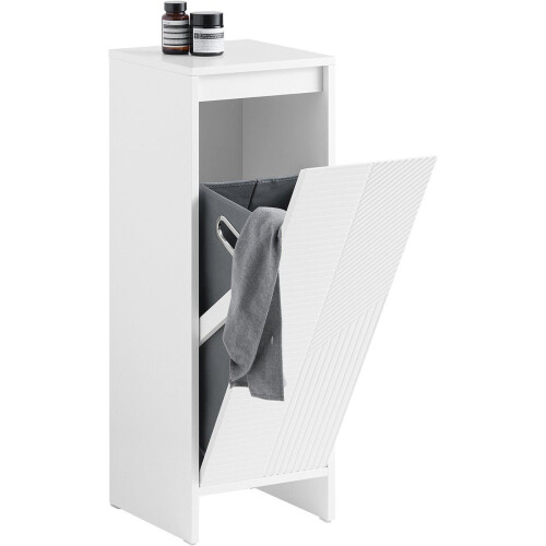 SoBuy BZR154-W - Badkameronderkast - Inclusief wasmand - Wit Tweedehands