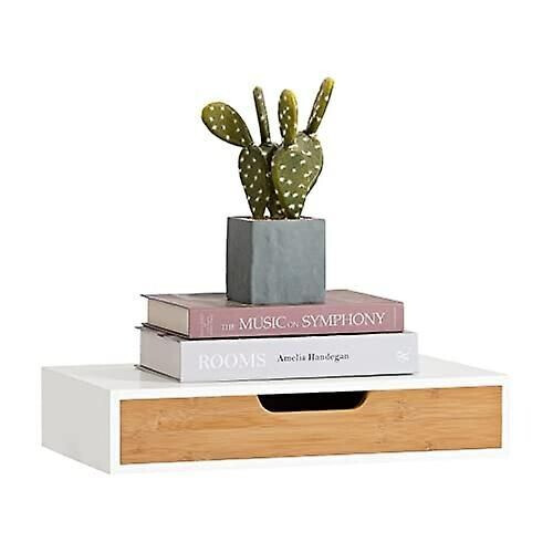SoBuy FRG92-WN - Zwevende Plank - Bamboe - Wit - B40xL24.5xH8cm Tweedehands
