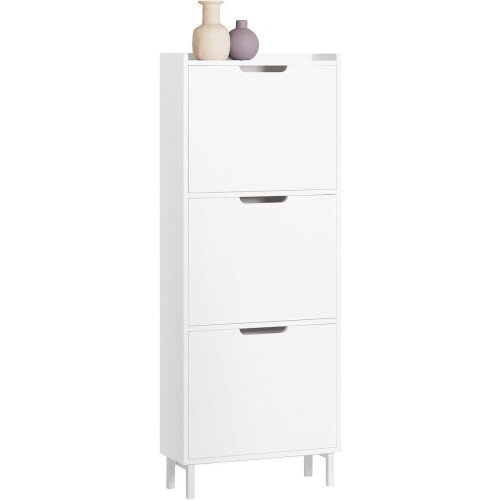 SoBuy FSR151-H-W - Schoenenkast - 3 Kleppen - Wit