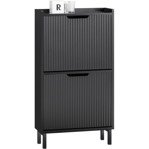 SoBuy FSR177-SCH - Schoenenkast - Ruimtebesparend - Zwart 50x19x90 cm