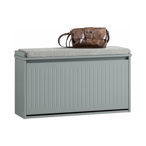 SoBuy FSR98-L-HG Schoenenkast met klep en zitkussen – Lichtgrijs – 80x45x26 cm – Compacte schoenbank Tweedehands