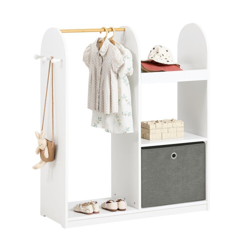SoBuy Kinderkledingkast - 3 Planken 1 Mand 3 Haken - Wit - 97 x 35 x 108 cm Tweedehands