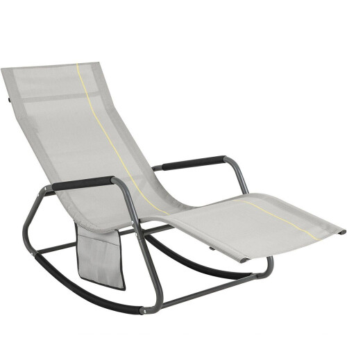 SoBuy OGS47-HG - Tuinstoel - Schommelstoel met Zijzak - Lichtgrijs Tweedehands