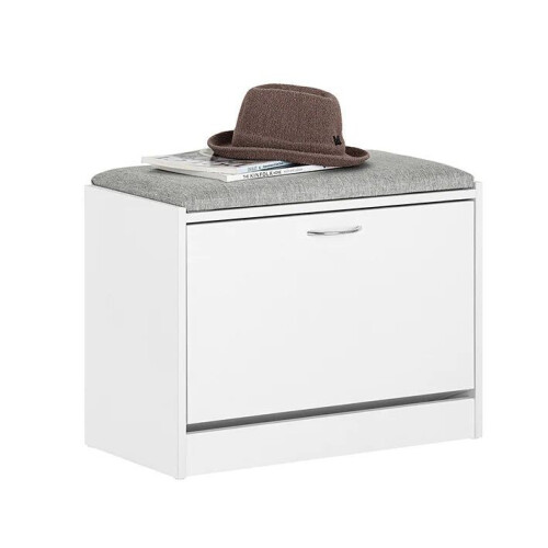 SoBuy Schoenen Opbergkist Met Zitkussen - Zitbank - Lichtgrijs - 60x46x30cm - FSR16-HG Tweedehands