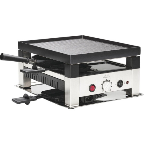 Solis 5 in 1 Tafelgrill 791 - Gourmetstel 4 Personen - Grill Wok Pizzamaker Raclette Pannenkoeken - Zilver (4 stuks)