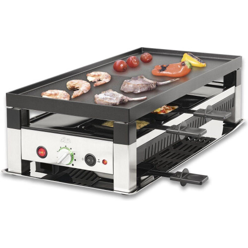 Solis 5 in 1 Tafelgrill 791 - Gourmetstel 8 Personen - Grill Wok Pizzamaker Raclette Pannenkoeken - Zilver/Zwart Tweedehands