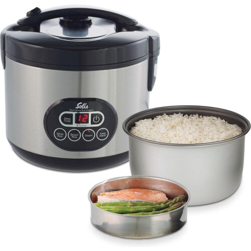 Solis Rice Cooker Duo Programm 817 Rice Cooker met Stomer - Rijstkoker en Stoomkoker - Stoompan - Zilver Tweedehands