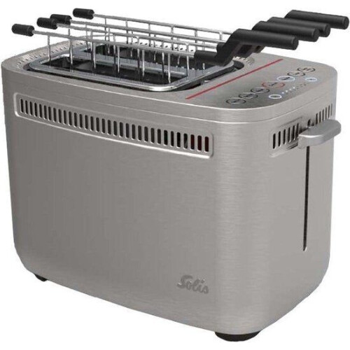 Solis - Sandwich Toaster - Zilver RVS - Met Sandwich-Zangen & Bagelfunktion - 1635 Watt Vermogen - Tweedehands