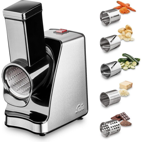 Solis Slice&More 8401 Multifunctionele Groentesnijder en Rasp - RVS Foodprocessor - Hakmolen Elektrisch - Chopper - Zilver