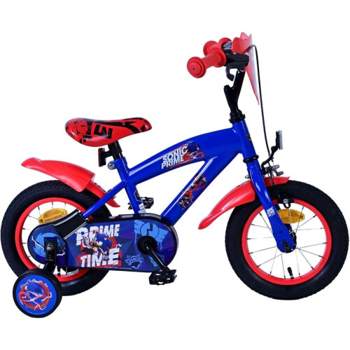 Sonic Prime Kinderfiets - 12 Inch - Jongens - Handrem en Zijwieltjes - Blauw Rood Tweedehands