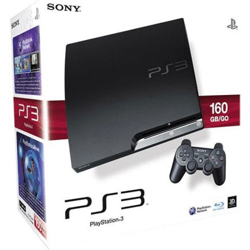 Sony PlayStation 3 slim 160 GB - K-Model, incl. draadloze controller - zwart