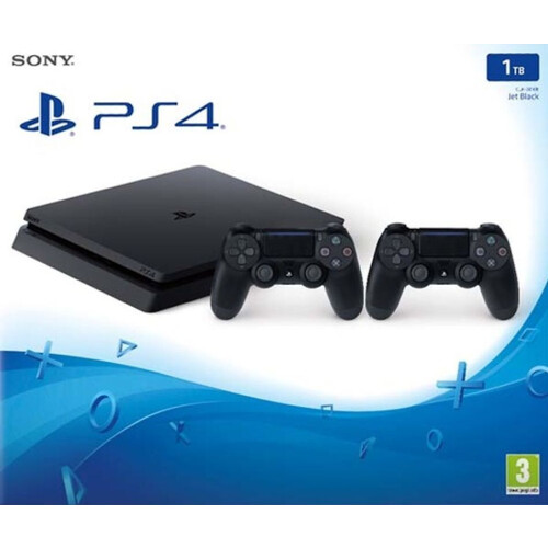 Sony Playstation 4 slim 1 TB - incl. 2 draadloze controllers - zwart