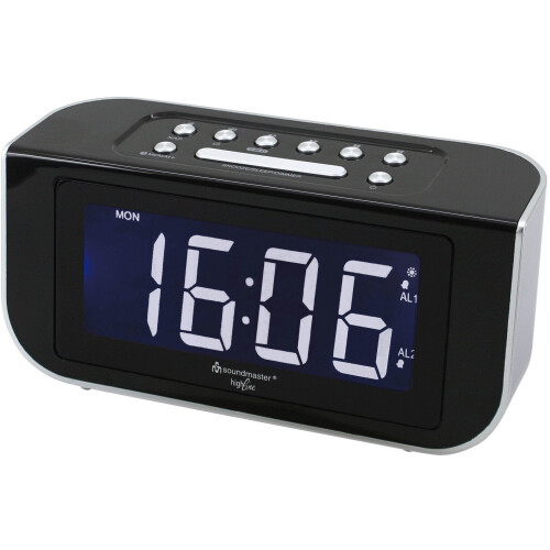 Soundmaster FUR4005 - FM radio - Radiogestuurde klok met dubbel alarm - Zilver Zwart