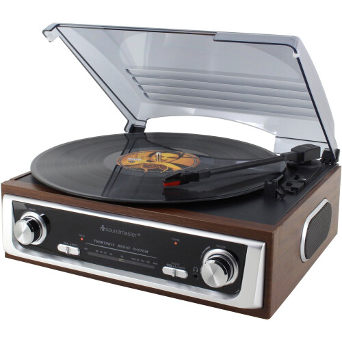 Soundmaster PL196H - Platenspeler met ingebouwde speakers - FM-radio - Jaren'70 design Tweedehands