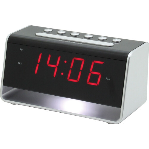 Soundmaster UR8100SI - Jumbo LED alarmklok - Nachtlampje USB laadfunctie - Zwart/Zilver Tweedehands
