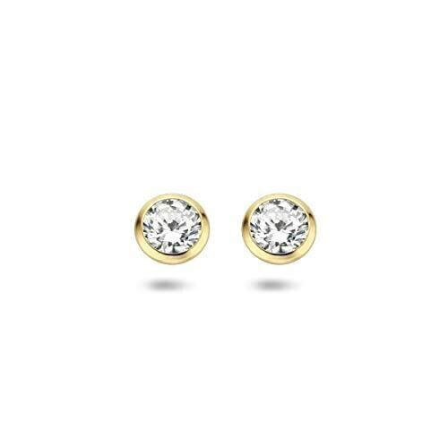 Sparkle14 - Dames Oorknoppen - Zirkonia 4 mm - Goud