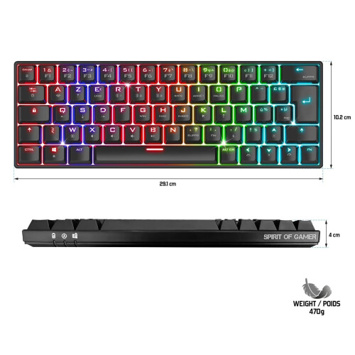 Spirit of Gamer XPERT-K200 - Gaming Toetsenbord - 60% TKL - RGB - Zwart Tweedehands