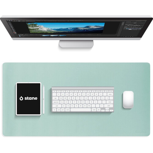 Stane Bureauonderlegger - XXL Muismat - Vegan Leer - Antislip - Groen - 80x40 cm