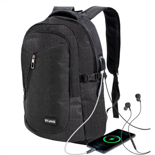 Stane® Laptop rugzak - Rugtas - USB oplaadstation - Waterbestendig - Zwart