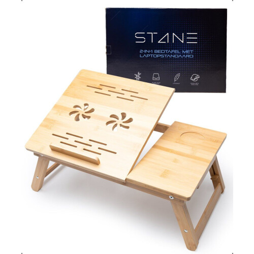 Stane® - Laptoptafel - Verstelbaar - 100% duurzaam bamboe - Kleur: bamboe