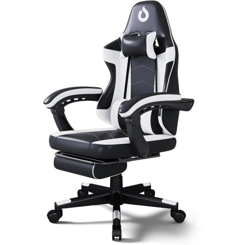 Stane Verstelbare Ergonomische Gamestoel ST-0029 - Gaming Chair - Voetsteun - Zwart/Wit Tweedehands