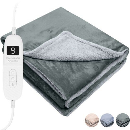 STAUS&BACH PowerNap - Elektrische deken 3XL - Dubbelzijdig Fleece Sherpa - Antraciet grijs 180x160 cm Tweedehands