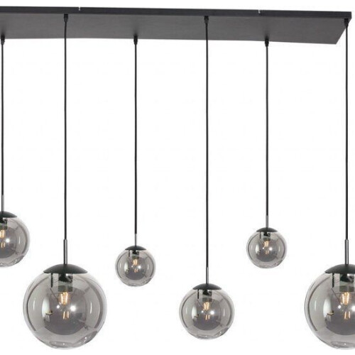 Steinhauer Bollique - hanglamp - 6 lichtpunten - zwart - glas metaal - E27 - 3499ZW