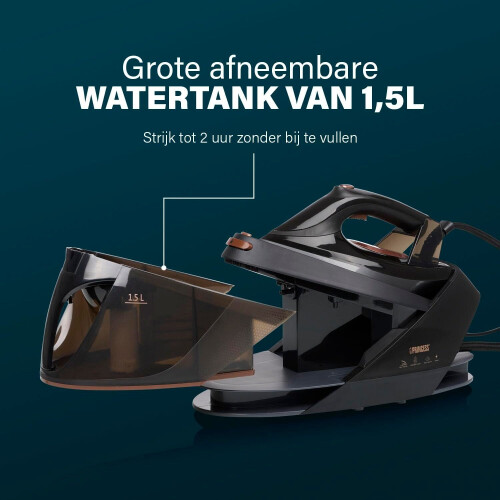 Stoomstation, 3000 W, 7,5 bar, 70 g/min Stoom, 250 g/min Boost, Keramische Zoolplaat, 1,5 L Watertank, Antikalk, Automatische Uitschakeling, 323091