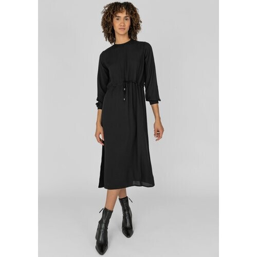 STORY OF MINE dames vegan Midi Jurk Met Onderjurk Zwart Tweedehands