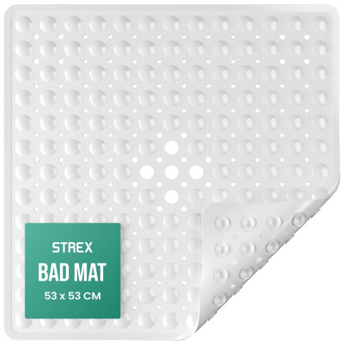 Strex Badmat - Antislipmat Douche - 53x53CM - Met Zuignappen - Wit