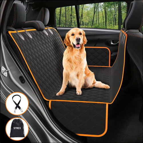 Strex Hondendeken Auto Achterbank en Kofferbak - 137 x 147 CM - Beschermhoes - Hondenkleed - Honden Deken Auto Achterbank - Incl. Hondenriem En Opbergzak Tweedehands