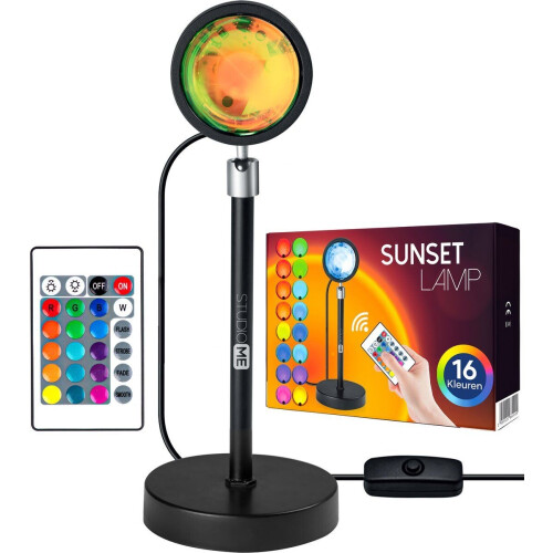 Studio ME Sunset Lamp - Sfeerlamp - 16 Kleuren - 360° Draaibaar - Galaxy Projector