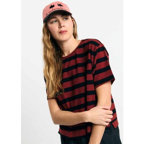 SUITE13LAB dames vegan T-Shirt Isquia Stripes Baksteenrood Tweedehands