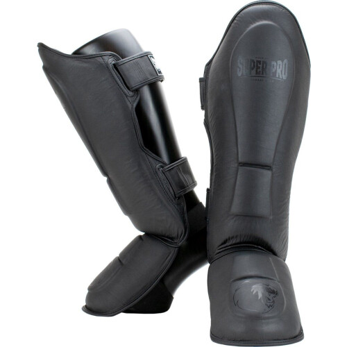 Super Pro Combat Gear - Lederen Scheenbeschermer Guardian - Duurzaam en comfortabel - Grijs Large