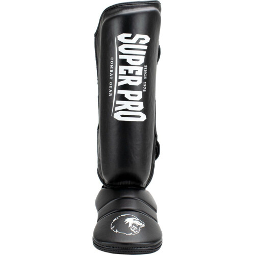 Super Pro Combat Gear - Scheenbeschermer Protector - PU materiaal - Zwart/Wit Large Tweedehands