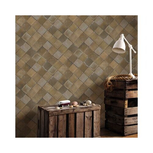 Superfresco Easy Terra Tiles - Vliesbehang - Bruine steenlook - 10,05 m x 52 cm