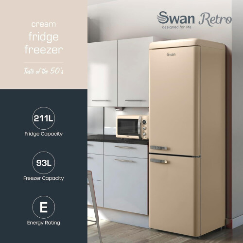 Swan Sr11020cne - Koelvriescombinatie - 189 Cm - Crème | Nieuw (outlet)