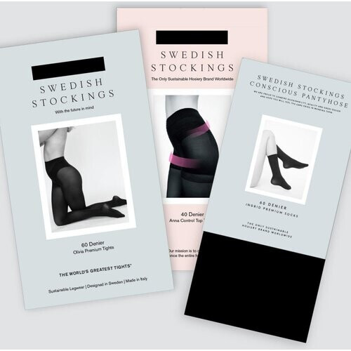 Swedish Stockings dames vegan Bestsellers Set! Olivia, Anna & Ingrid Sok Zwart Tweedehands