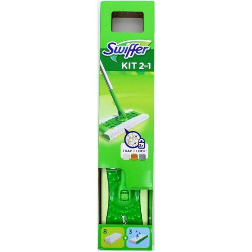 Swiffer Starterkit - Vloerreiniger - 8 droge en 3 natte doekjes - Wit/Groen Tweedehands