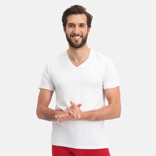 T-Shirts Velo V-hals (2-pack) - Wit S Tweedehands