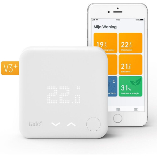 Tado Slimme Thermostaat V3+ - Bedraad - Geolocatie Open Raam Detectie - Wit Tweedehands